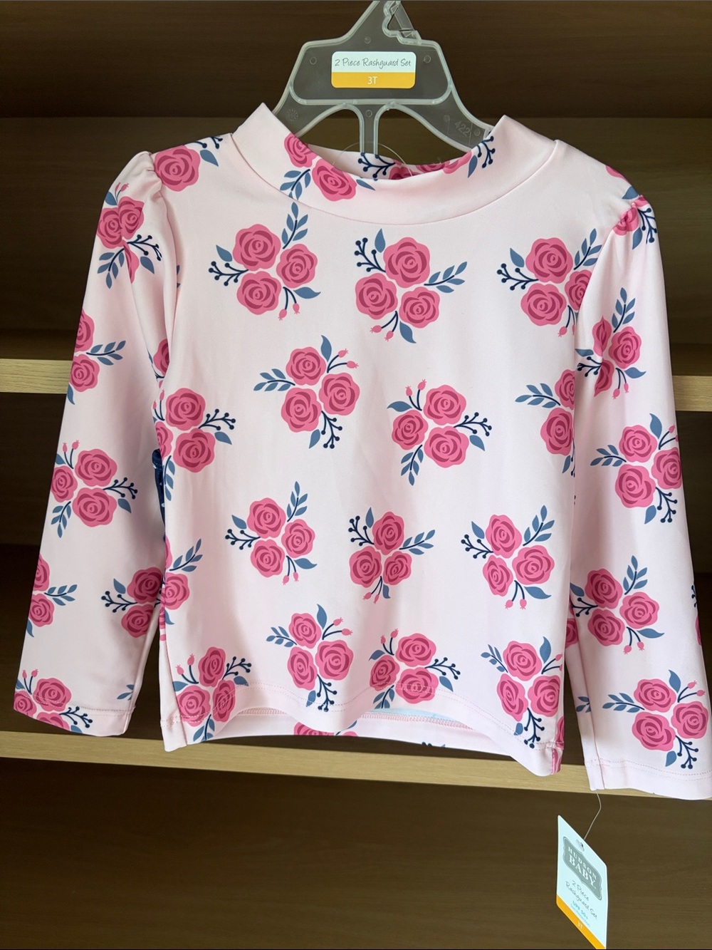 ✨$15✨🌹Hudson Baby Girls’ 2-Piece Swim Rashguard Set | Pink/ Navy | 3T NWT